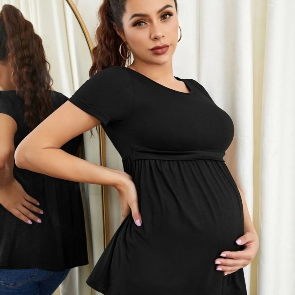 Shein black babydoll nursing top